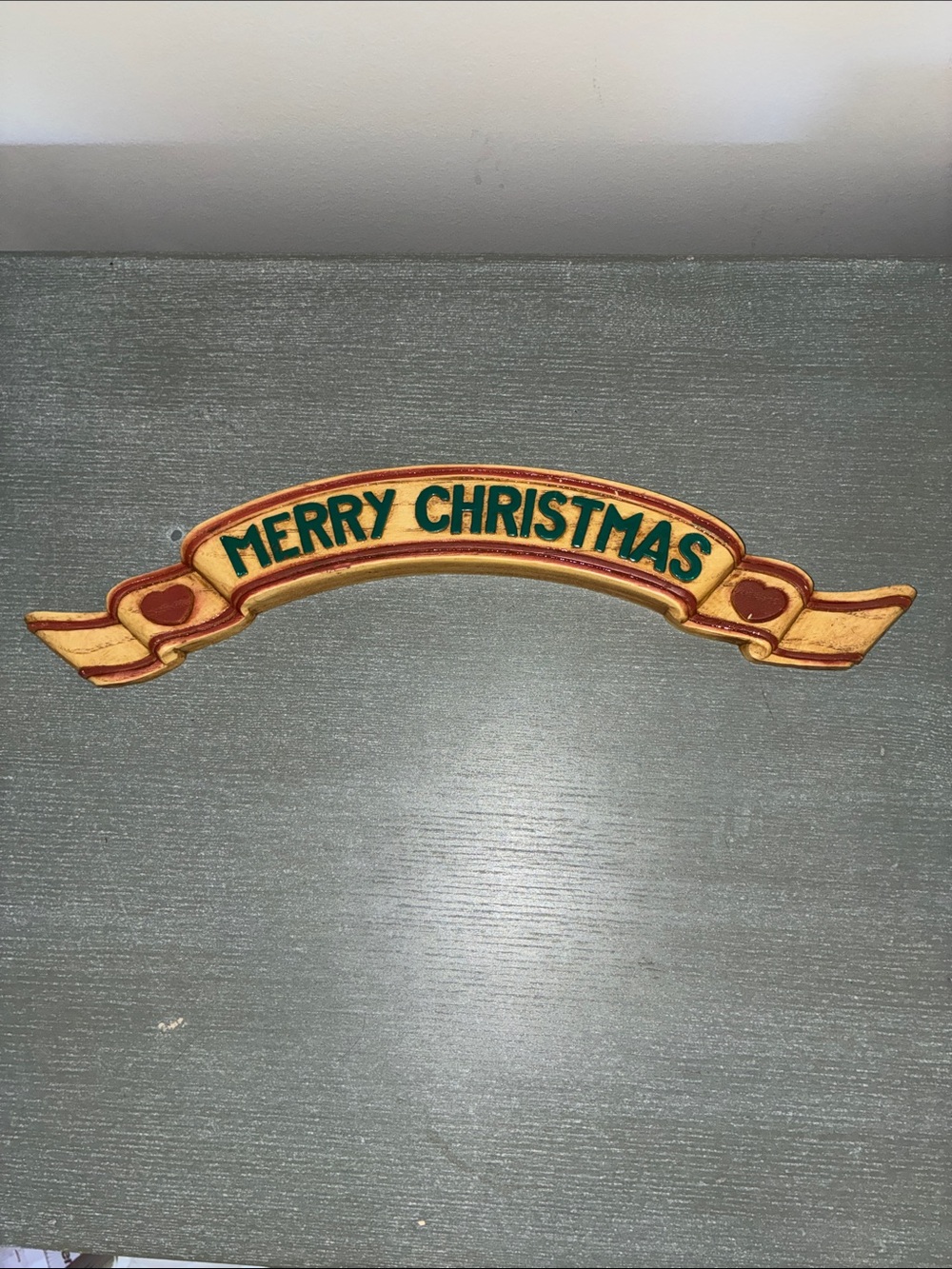 Vintage Merry Christmas Banner 15" Molded Plastic HOMCO #7503 Sign
